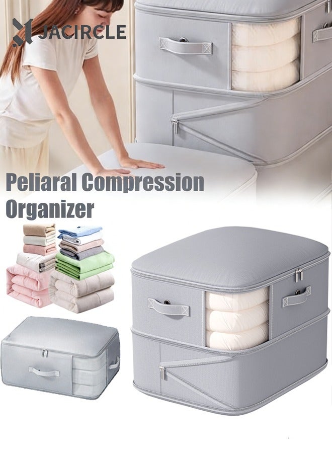 JACIRCLE Self Compression Storage Bags Large Capacity Blanket Storage Bags 2-Layer Ultra Space Closet Organizers Saving Self Compression Organizer, Washable Compression Bags for Storage for Bedding, Pillow, Duvet, Sheet Storage with Zipper Window - Image 1